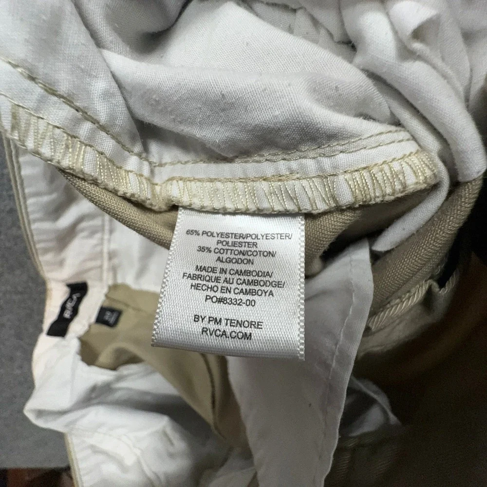 RVCA Chino Pants Mens 30 Tan Straight Leg Casual Skate Trousers Khaki Workwear